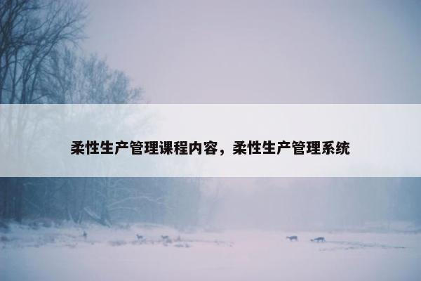 柔性生产管理课程内容，柔性生产管理系统