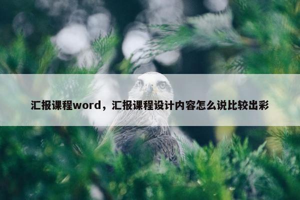 汇报课程word，汇报课程设计内容怎么说比较出彩