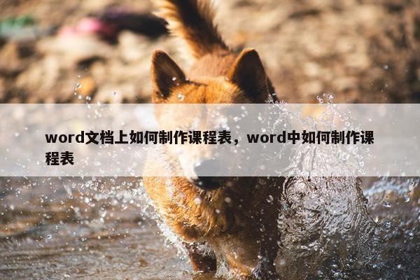 word文档上如何制作课程表，word中如何制作课程表