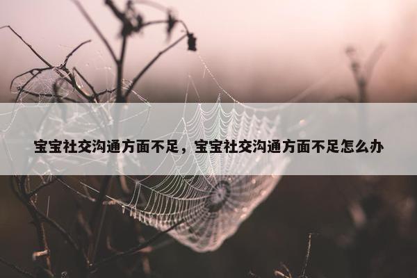 宝宝社交沟通方面不足，宝宝社交沟通方面不足怎么办