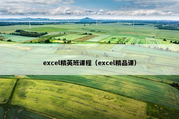 excel精英班课程（excel精品课）