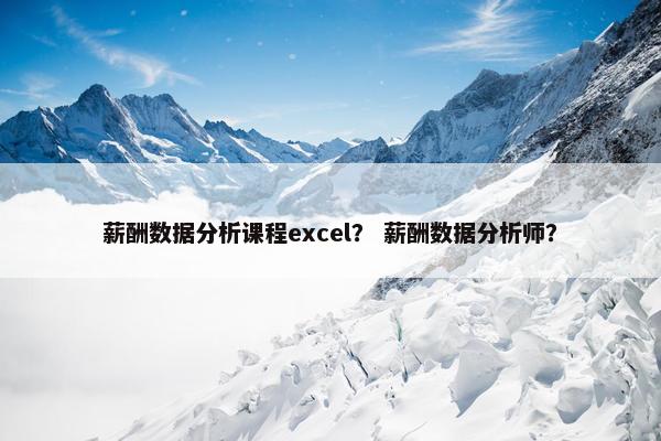 薪酬数据分析课程excel？ 薪酬数据分析师？