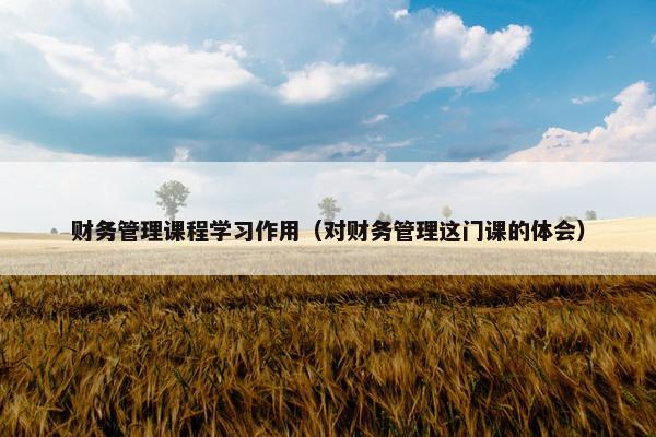 财务管理课程学习作用（对财务管理这门课的体会）