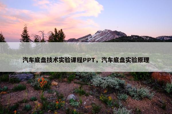 汽车底盘技术实验课程PPT，汽车底盘实验原理