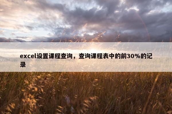 excel设置课程查询，查询课程表中的前30%的记录