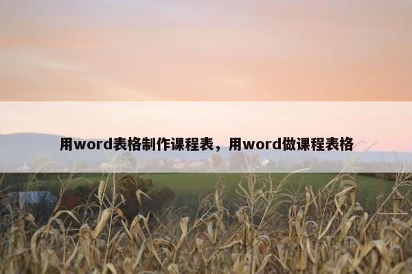 用word表格制作课程表，用word做课程表格