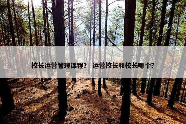 校长运营管理课程？ 运营校长和校长哪个？