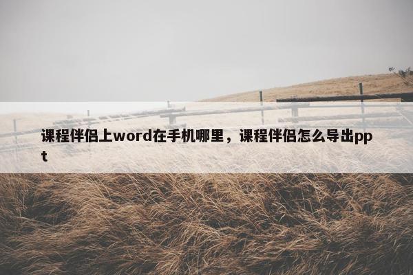课程伴侣上word在手机哪里，课程伴侣怎么导出ppt