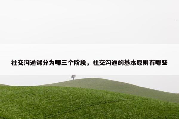 社交沟通课分为哪三个阶段，社交沟通的基本原则有哪些