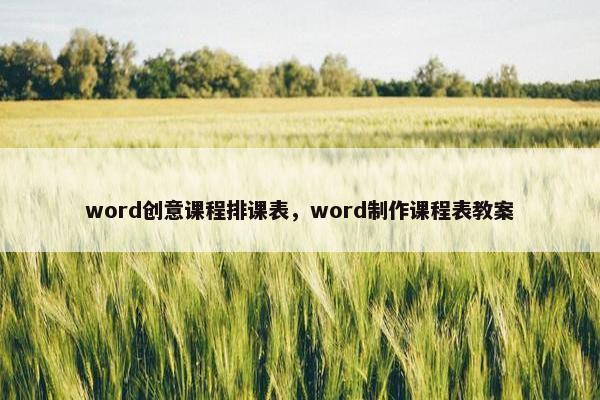 word创意课程排课表，word制作课程表教案