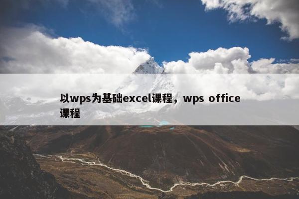 以wps为基础excel课程，wps office课程
