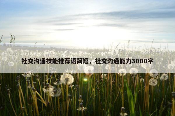 社交沟通技能推荐语简短，社交沟通能力3000字