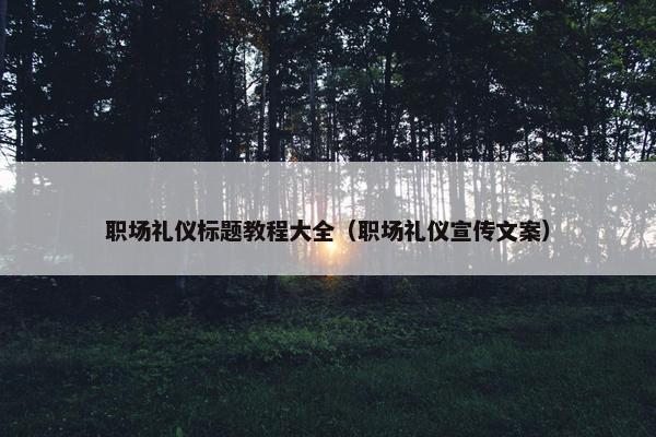 职场礼仪标题教程大全（职场礼仪宣传文案）