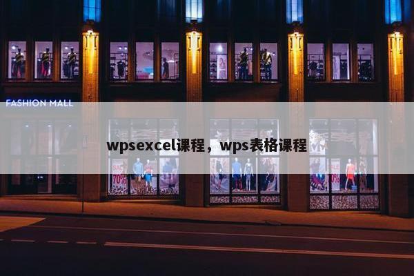 wpsexcel课程，wps表格课程