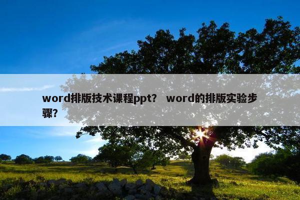 word排版技术课程ppt？ word的排版实验步骤？