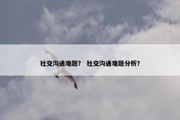 社交沟通难题？ 社交沟通难题分析？