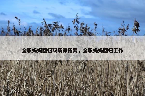 全职妈妈回归职场穿搭男，全职妈妈回归工作
