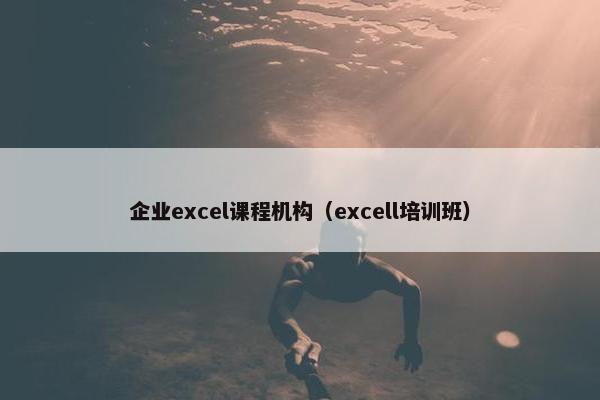 企业excel课程机构（excell培训班）