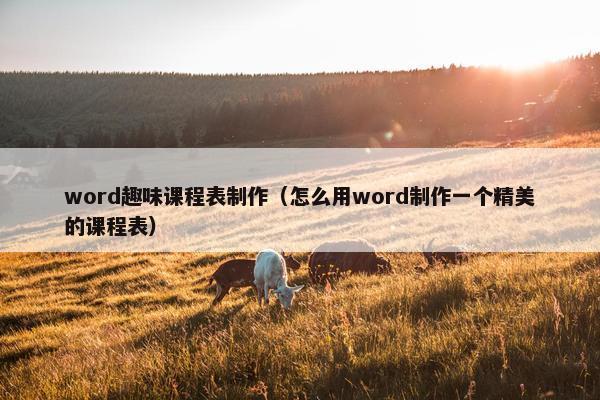 word趣味课程表制作（怎么用word制作一个精美的课程表）