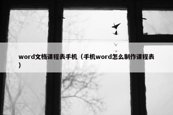 word文档课程表手机（手机word怎么制作课程表）