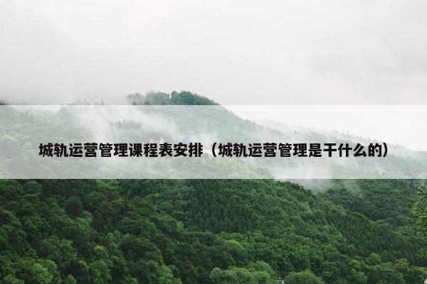 城轨运营管理课程表安排（城轨运营管理是干什么的）
