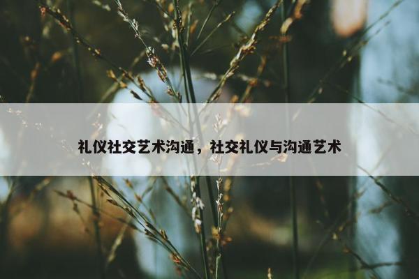礼仪社交艺术沟通，社交礼仪与沟通艺术