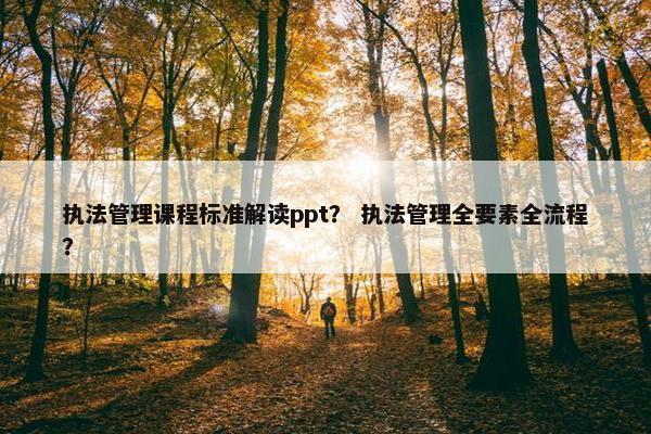 执法管理课程标准解读ppt？ 执法管理全要素全流程？