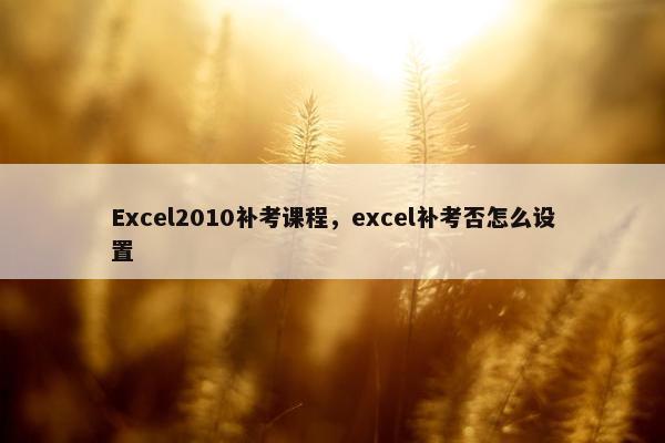 Excel2010补考课程，excel补考否怎么设置