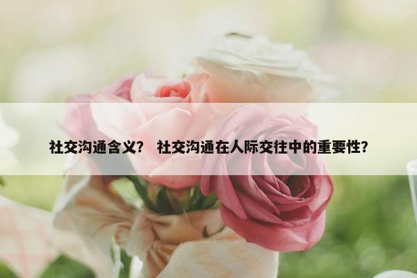 社交沟通含义？ 社交沟通在人际交往中的重要性？