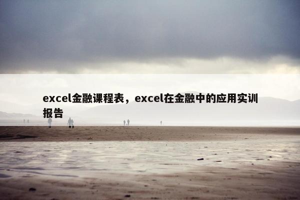 excel金融课程表，excel在金融中的应用实训报告