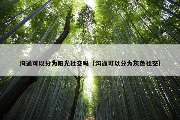 沟通可以分为阳光社交吗（沟通可以分为灰色社交）