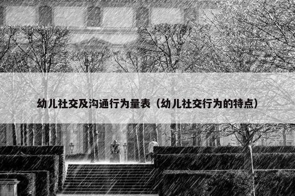 幼儿社交及沟通行为量表（幼儿社交行为的特点）