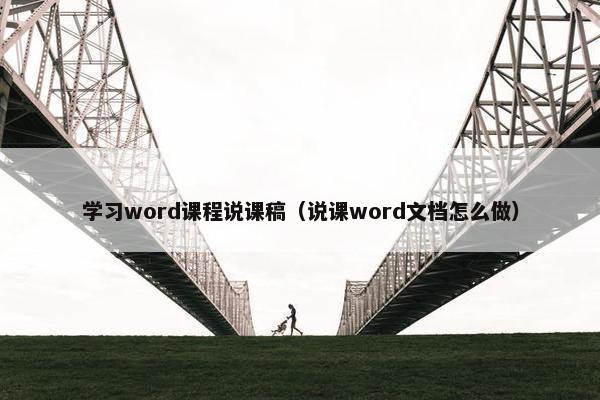 学习word课程说课稿（说课word文档怎么做）