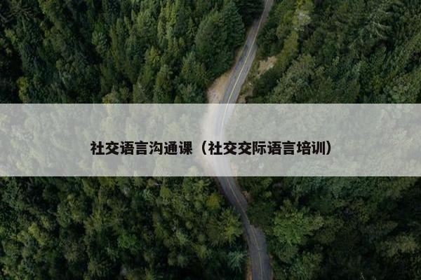 社交语言沟通课（社交交际语言培训）