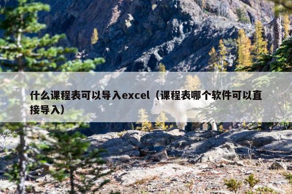 什么课程表可以导入excel（课程表哪个软件可以直接导入）