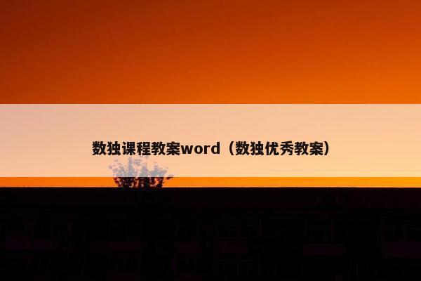 数独课程教案word（数独优秀教案）