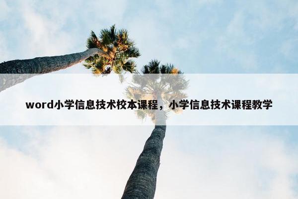 word小学信息技术校本课程，小学信息技术课程教学
