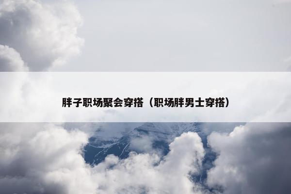 胖子职场聚会穿搭（职场胖男士穿搭）
