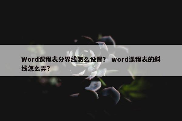 Word课程表分界线怎么设置？ word课程表的斜线怎么弄？
