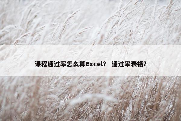 课程通过率怎么算Excel？ 通过率表格？
