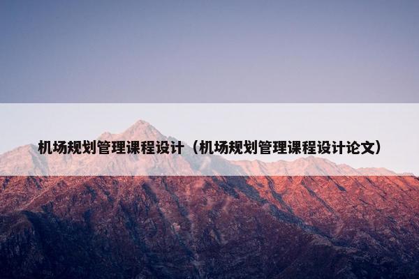 机场规划管理课程设计（机场规划管理课程设计论文）
