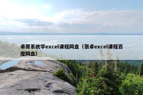 卓哥系统学excel课程网盘（张卓excel课程百度网盘）