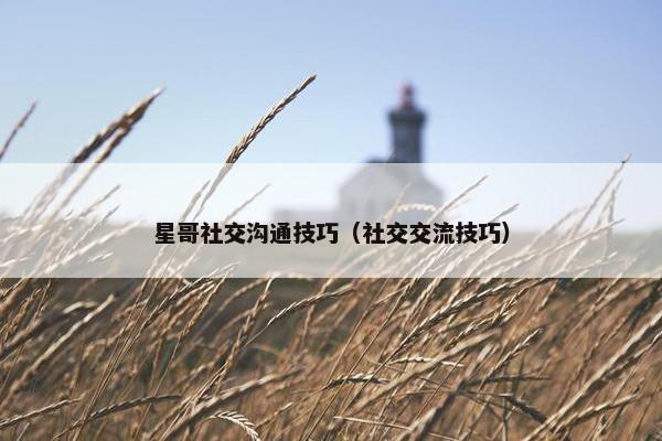 星哥社交沟通技巧（社交交流技巧）