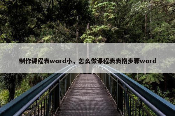 制作课程表word小，怎么做课程表表格步骤word