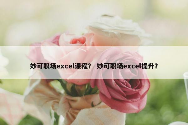 妙可职场excel课程？ 妙可职场excel提升？