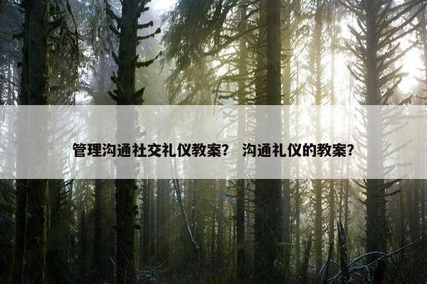 管理沟通社交礼仪教案？ 沟通礼仪的教案？
