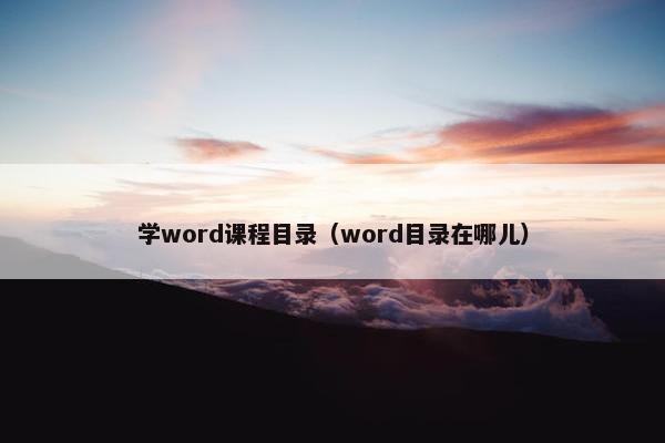 学word课程目录（word目录在哪儿）