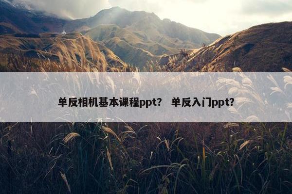 单反相机基本课程ppt？ 单反入门ppt？