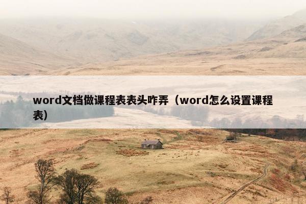 word文档做课程表表头咋弄（word怎么设置课程表）