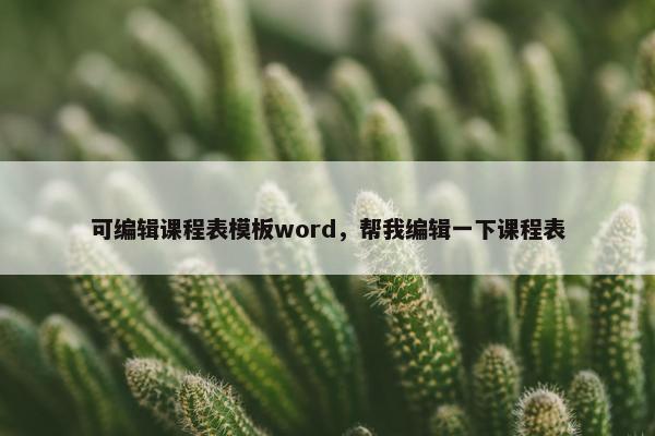 可编辑课程表模板word，帮我编辑一下课程表